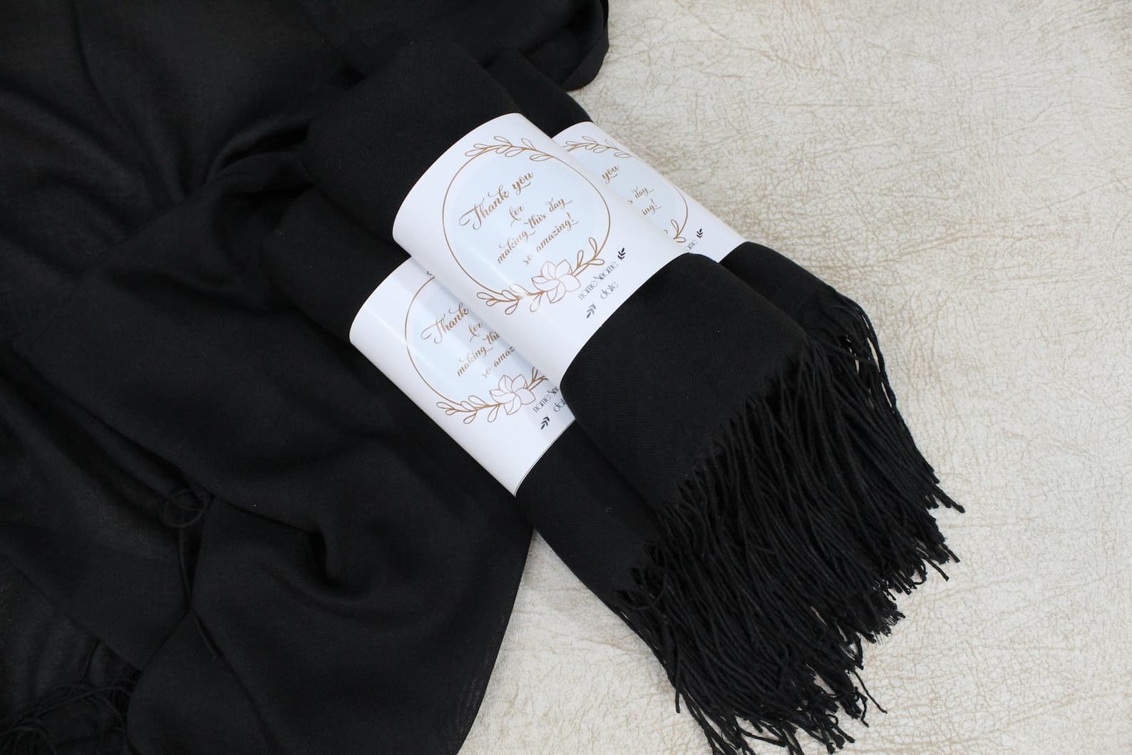Black Pashmina Shawl Wedding Favour — handmade by Butterflyy Shop