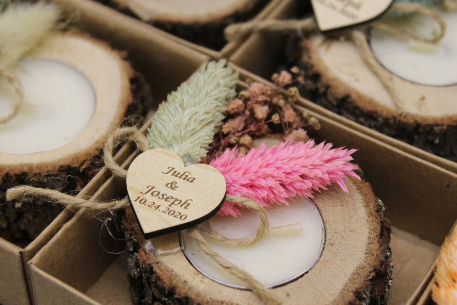 Personalised Wooden Tealight Favour — handmade by Butterflyy Shop