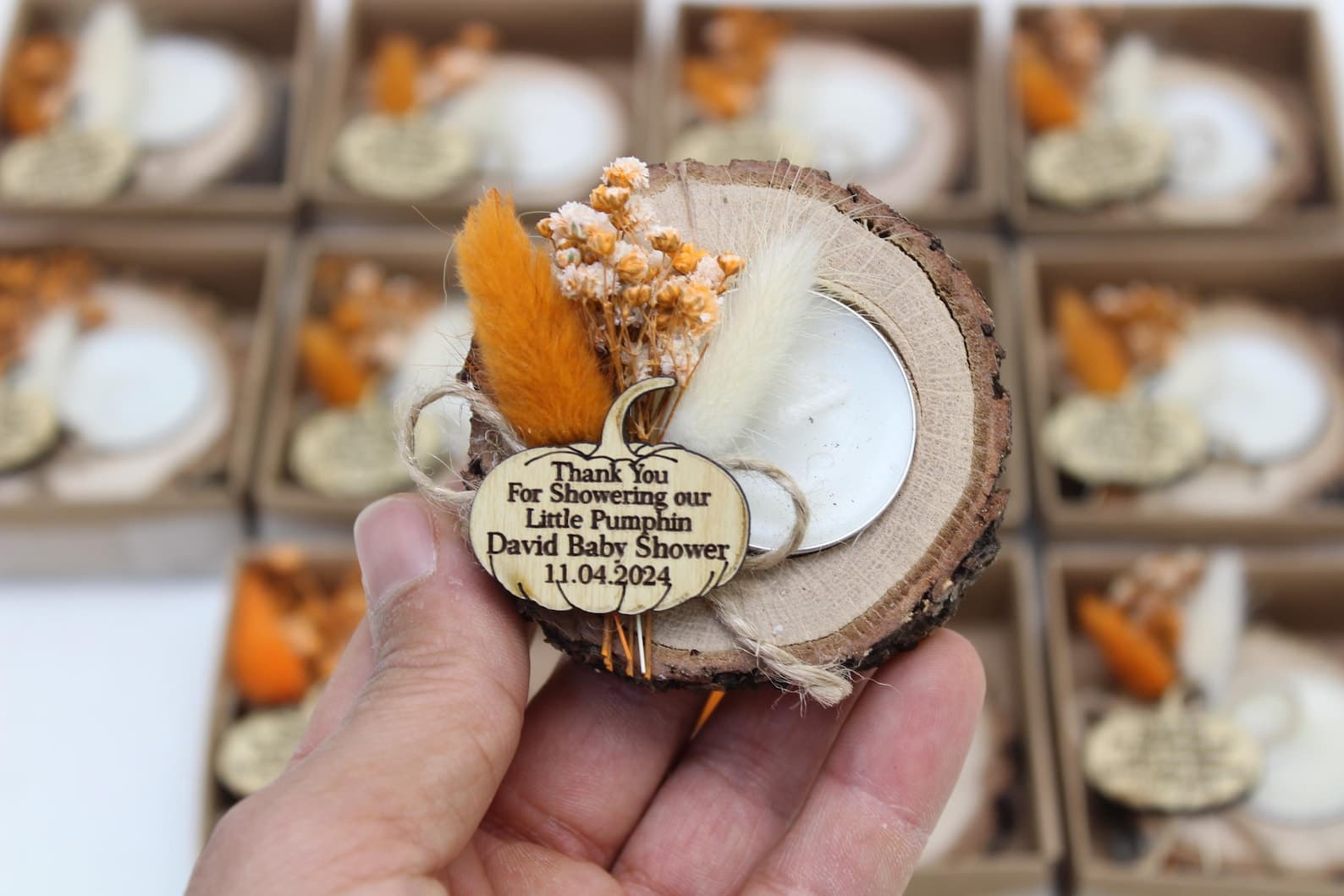 Little Pumpkin Baby Shower Candle Favour — handmade by Butterflyy Shop