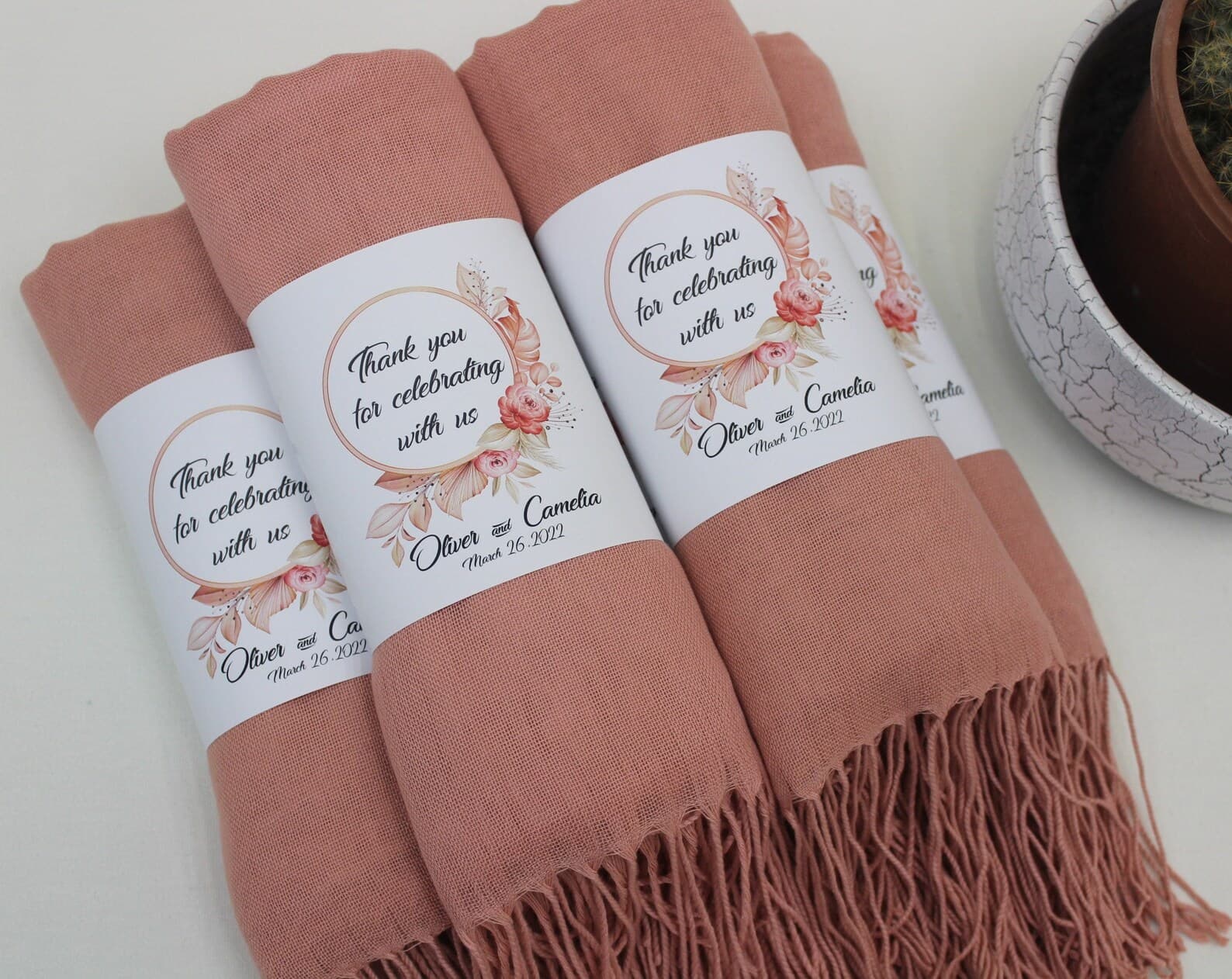Rose Gold Pashmina Shawl Wedding Favour — handmade by Butterflyy Shop
