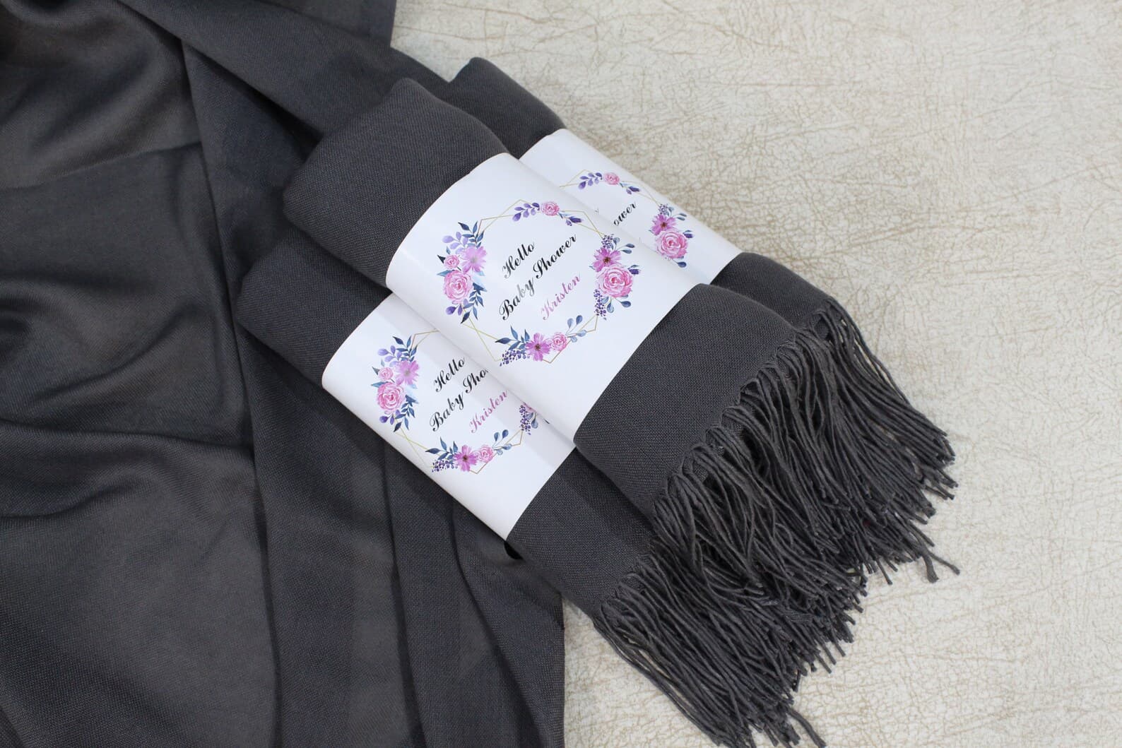 Charcoal Grey Pashmina Shawl Wedding Favour — handmade by Butterflyy Shop