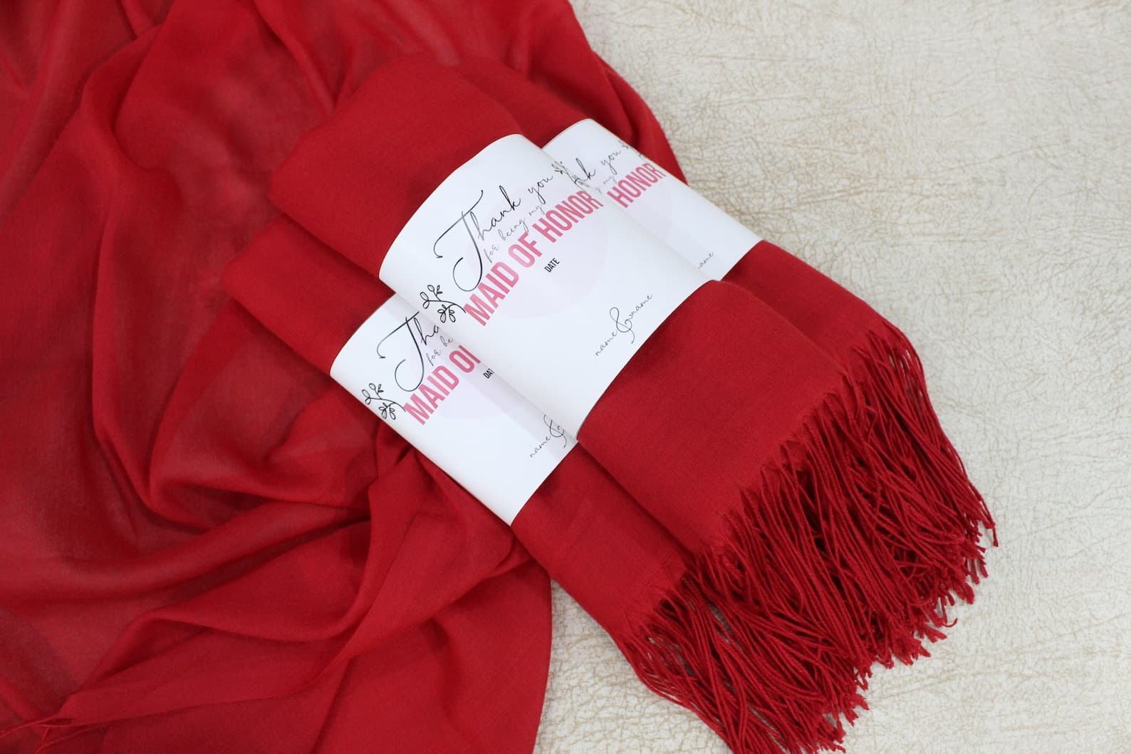 Red Pashmina Shawl Wedding Favour — handmade by Butterflyy Shop