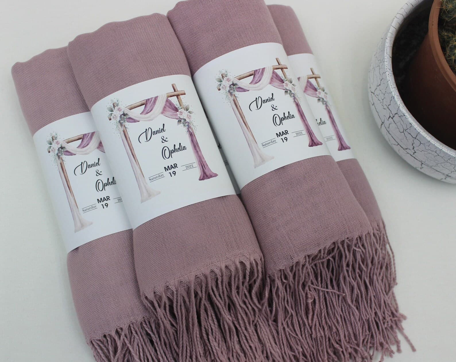 Lilac Pashmina Shawl Wedding Favour — handmade by Butterflyy Shop