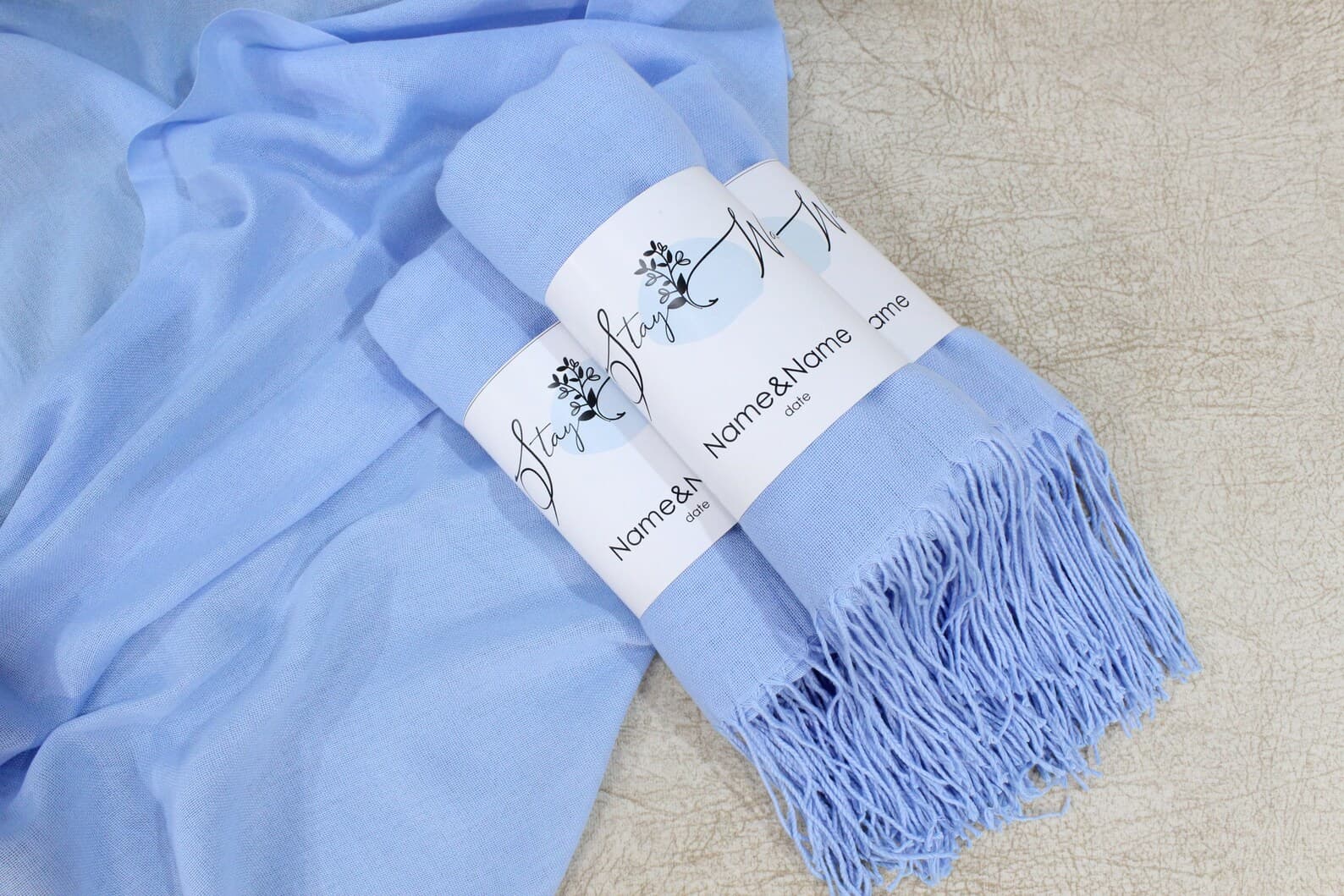 Baby Blue Pashmina Shawl Wedding Favour — handmade by Butterflyy Shop