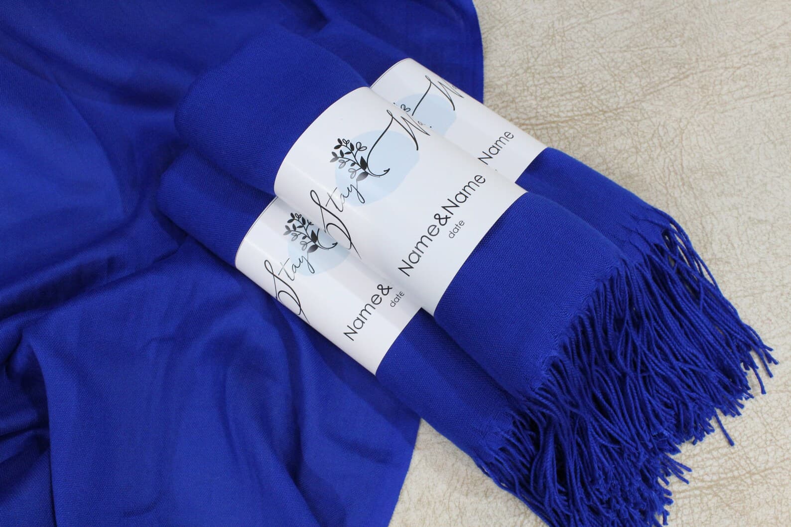 Royal Blue Pashmina Shawl Wedding Favour — handmade by Butterflyy Shop