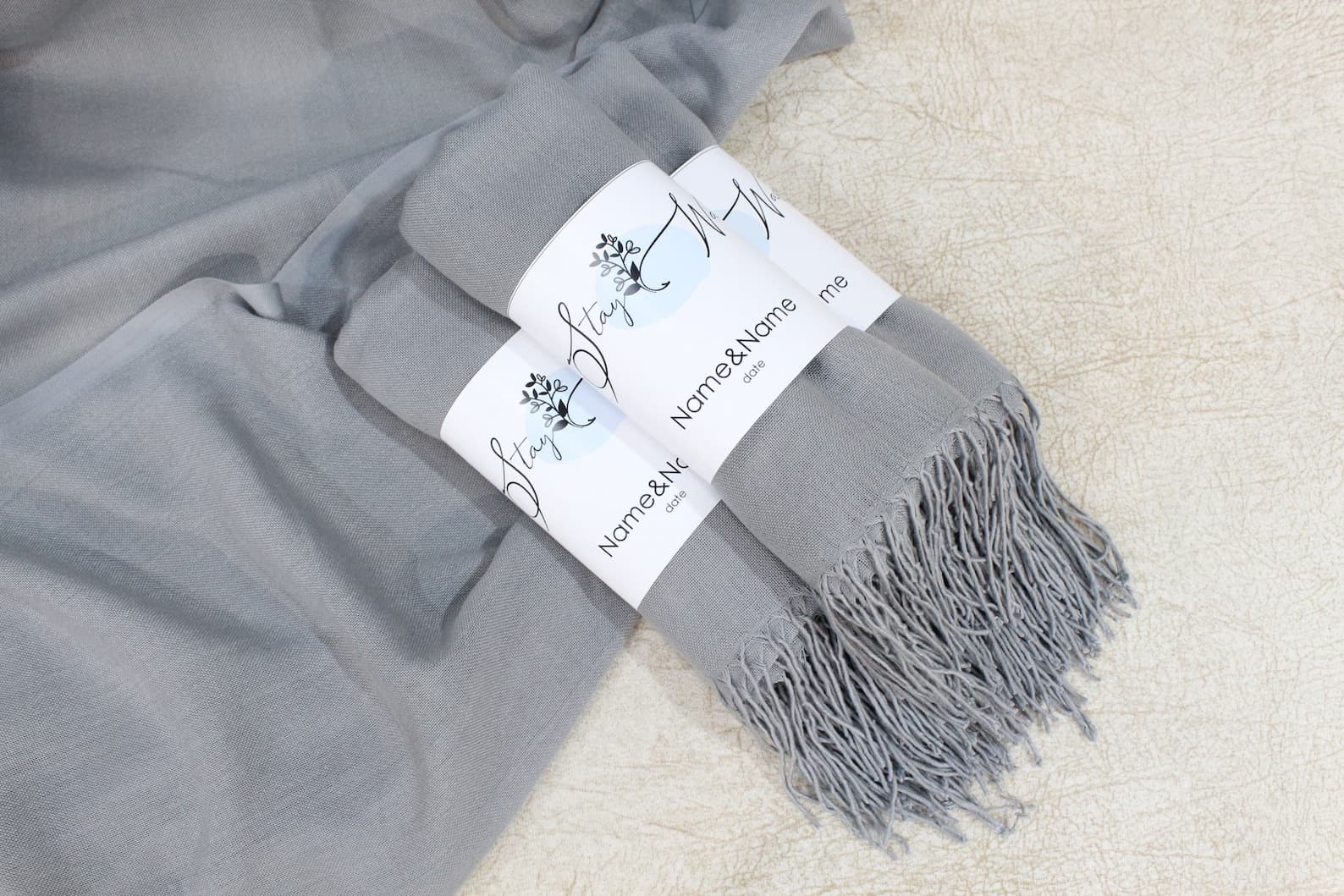 Grey Pashmina Shawl Wedding Favour — handmade by Butterflyy Shop